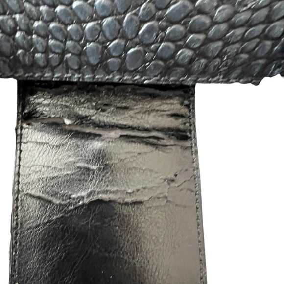 CHARLIE LEPSON SATCHEL LEATHER BLACK CROC DESIGN NEW SILVER HARDWARE - Picture 3 of 10